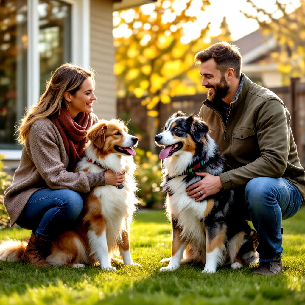Friendly meet and greet between pet owner and professional trainer