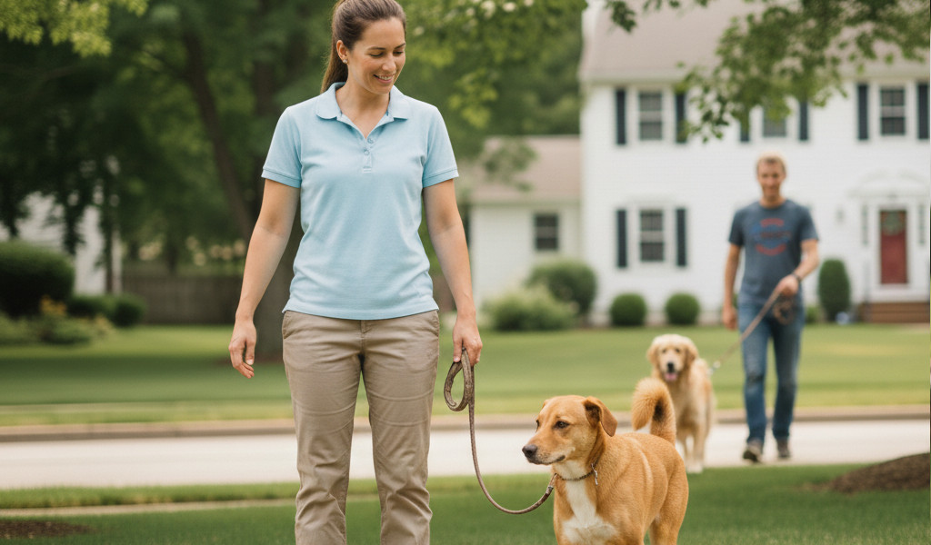 Trainer working with dog using positive reinforcement methods